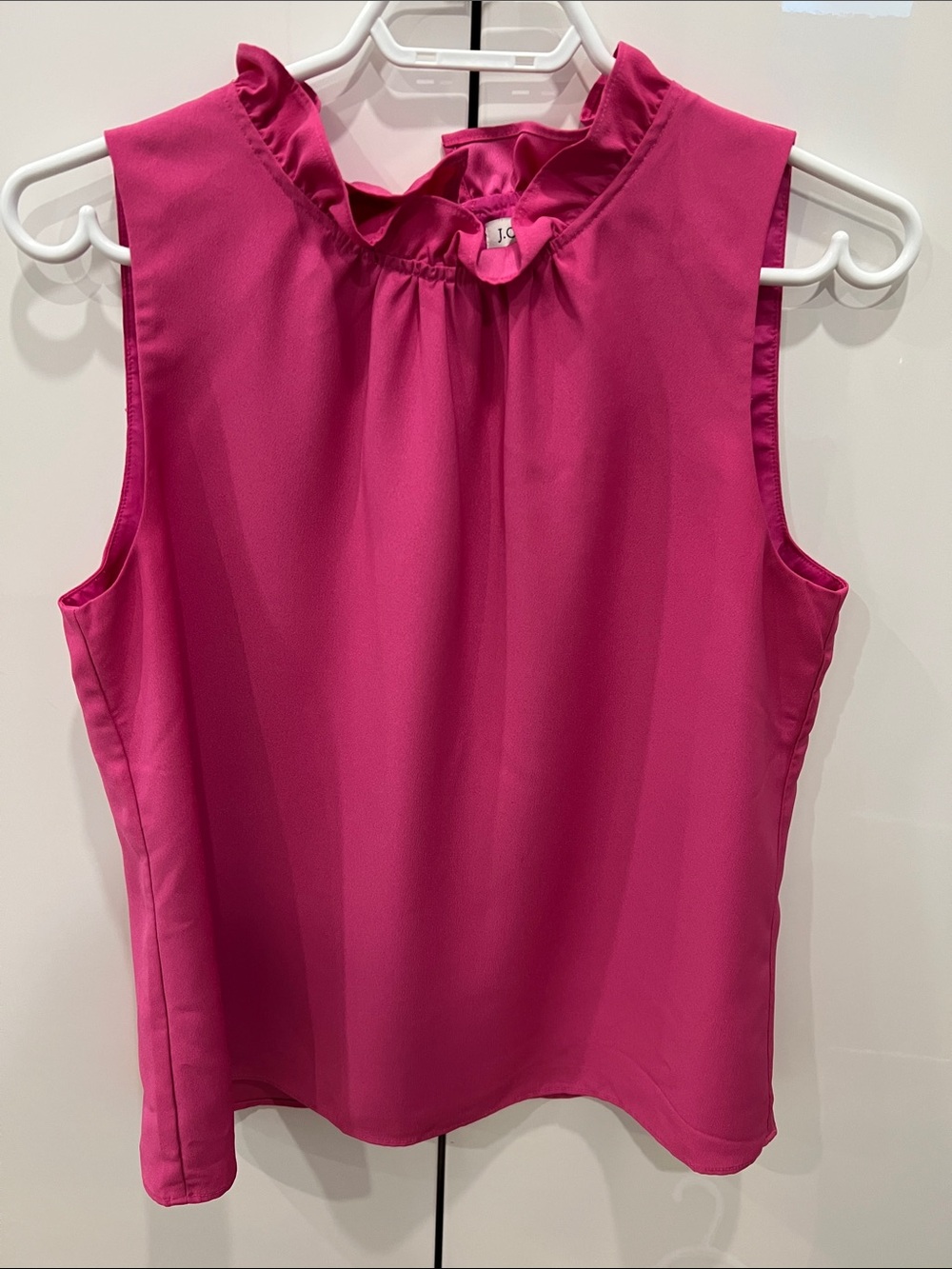 J. Crew Hot Pink Ruffle-Neck Sleeveless blouse